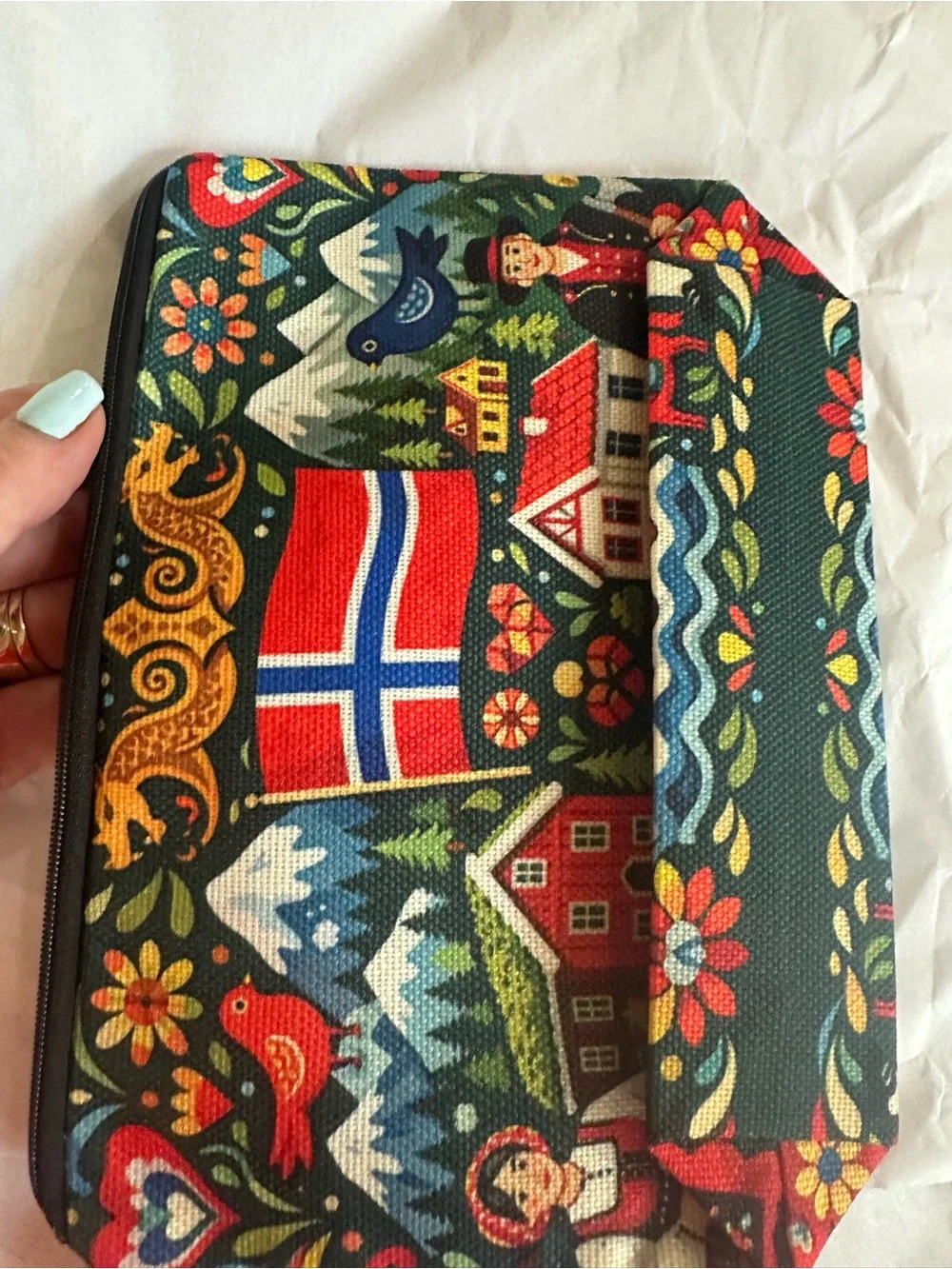 Nordic Flag Folk Art Pouch/Cosmetic bag